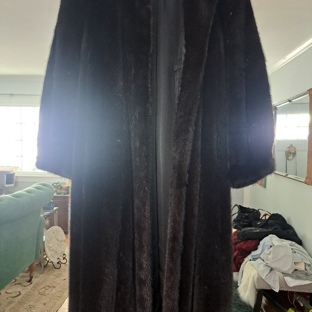 MINK COAT GENUINE FULL LENGTH 48IN SIZE 10 EXCELLENT CONDITION  48long 24in slee - Picture 14 of 16